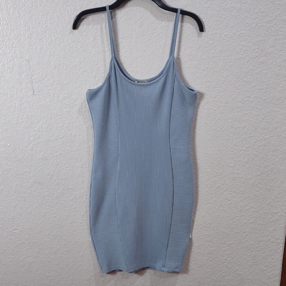 PAPAYA Light Blue Ribbed Mini Dress